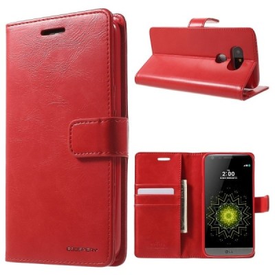 Mercury Blue Moon LG G5 (H850) atvērams sarkans ādas maciņš - maks / Vacins.lv