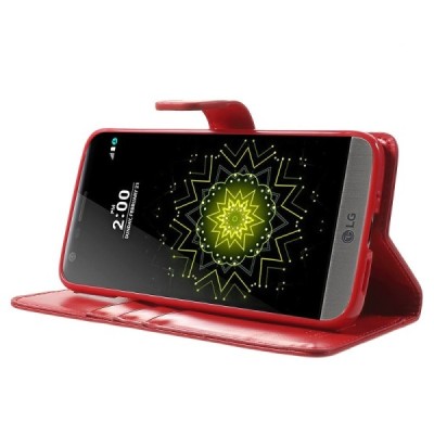 Mercury Blue Moon LG G5 (H850) atvērams sarkans ādas maciņš - maks / Vacins.lv