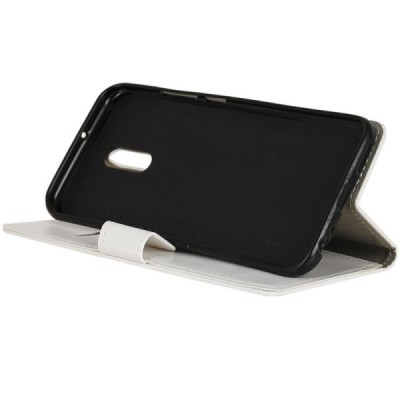 Xiaomi Redmi 5 atvēramais ādas balts maciņš, grāmata (maks) / Vacins.lv