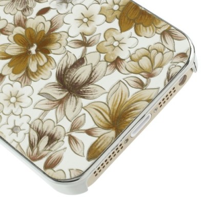 Geltonas, vasariškas plastikinis Apple iPhone SE (5, 5s) dėklas išmargintas gėlėmis / Priedai.lt