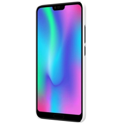 Huawei Honor 10 Nillkin Frosted Shield baltas plastikinis dėklas + apsauginė ekrano plėvelė / Priedai.lt