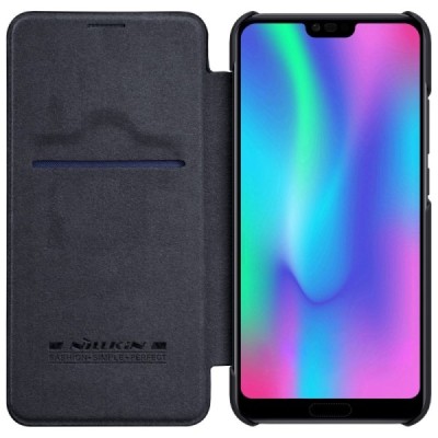 Prabangus „Nillkin“ Qin serijos juodas odinis atverčiamas Huawei Honor 10 dėklas - knygutė / Priedai.lt
