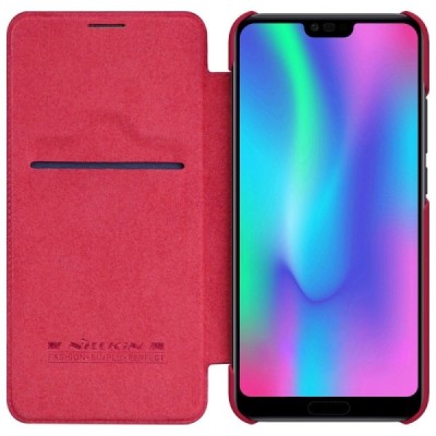 Greznais „Nillkin“ Qin sērijas ādas atvērams sarkans Huawei Honor 10 maciņš / Vacins.lv