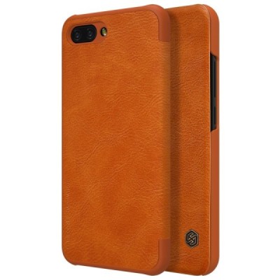 Prabangus „Nillkin“ Qin serijos rudas odinis atverčiamas Huawei Honor 10 dėklas - knygutė / Priedai.lt