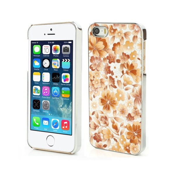 Gėlėtas dėklas - oranžinis (iPhone 5 / 5S / SE 2016)