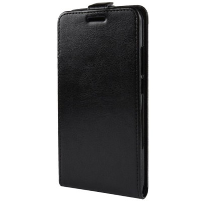 Huawei Honor 10 klasisks ādas vertikāli atvēramais melns maciņš / Vacins.lv