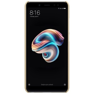 Xiaomi Redmi Note 5 2018 (Redmi Note 5 Pro) Nillkin Frosted Shield auksinis plastikinis dėklas + apsauginė ekrano plėvelė / Prie