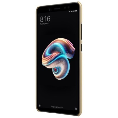 Xiaomi Redmi Note 5 2018 (Redmi Note 5 Pro) Nillkin Frosted Shield auksinis plastikinis dėklas + apsauginė ekrano plėvelė / Prie