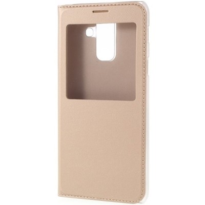 Samsung Galaxy A6 2018 (A600F) atverčiamas auksinis dėklas su langeliu / Priedai.lt