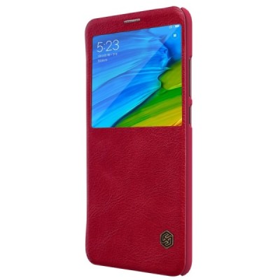 Prabangus „Nillkin“ Qin serijos raudonas odinis atverčiamas Xiaomi Redmi Note 5 2018 (Redmi Note 5 Pro) dėklas - knygutė / Pried