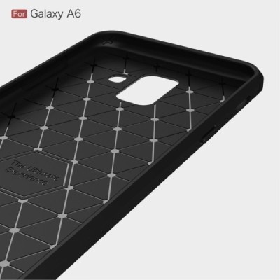 Samsung Galaxy A6 2018 (A600F) „Carbon“ cieta silikona (TPU) melns apvalks / vacins.lv