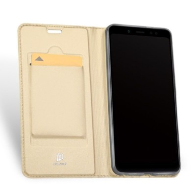 Xiaomi Redmi Note 5 2018 (Redmi Note 5 Pro) „Dux Ducis“ Skin sērijas zelta ādas atvērams maciņš / Vacins.lv