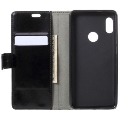 Xiaomi Redmi Note 5 2018 (Redmi Note 5 Pro) atvēramais ādas melns maciņš, grāmata (maks) / Vacins.lv