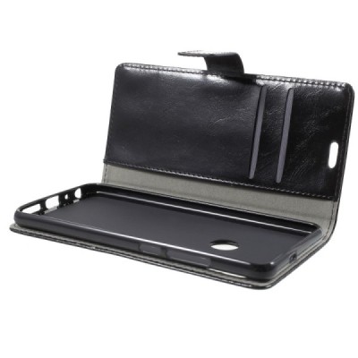 Xiaomi Redmi Note 5 2018 (Redmi Note 5 Pro) atvēramais ādas melns maciņš, grāmata (maks) / Vacins.lv