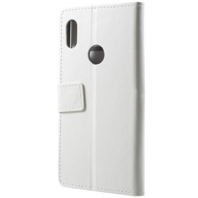 Xiaomi Redmi Note 5 2018 (Redmi Note 5 Pro) atverčiamas baltas odinis dėklas, knygutė - piniginė / Priedai.lt