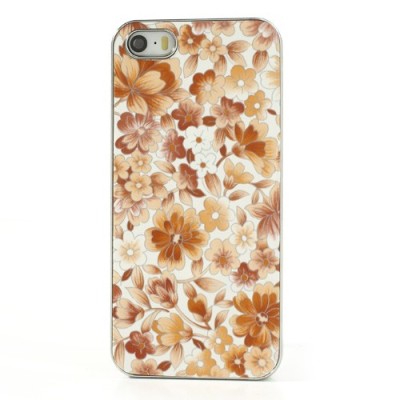 Oranžinis, vasariškas plastikinis Apple iPhone SE (5, 5s) dėklas išmargintas gėlėmis / Priedai.lt