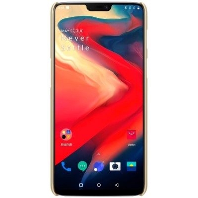 Nillkin Frosted Shield OnePlus 6 (Six) zelta plastmasas futrālis + ekrāna aizsargplēve / Vacins.lv