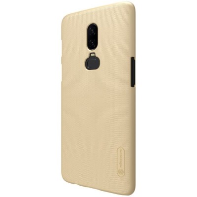 Nillkin Frosted Shield OnePlus 6 (Six) zelta plastmasas futrālis + ekrāna aizsargplēve / Vacins.lv