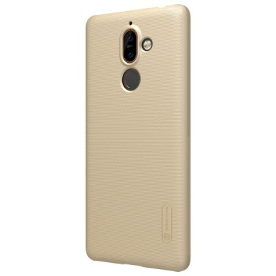 Nokia 7 Plus Nillkin Frosted Shield zelta plastmasas apvalks + ekrāna aizsargplēve / Vacins.lv