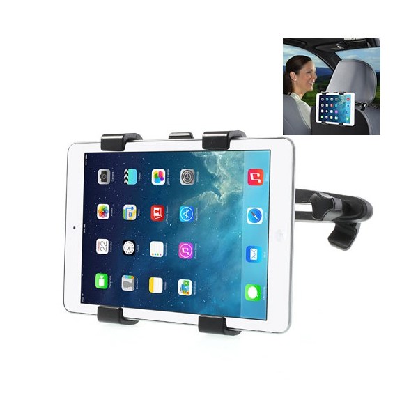Automobilinis planšetės laikiklis (prie galvos atlošo kojelių) - juodas