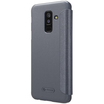 Samsung Galaxy A6+ 2018 (A605F) pilkas odinis atverčiamas Nillkin Sparkle dėklas - knygutė / Priedai.lt