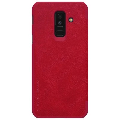 Prabangus „Nillkin“ Qin serijos raudonas odinis atverčiamas Samsung Galaxy A6+ 2018 (A605F) dėklas - knygutė / Priedai.lt