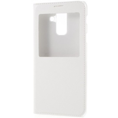 Samsung Galaxy A6+ 2018 (A605F) balts atvēramais maciņš ar lodziņu / Vacins.lv