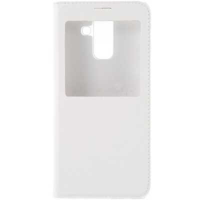 Samsung Galaxy A6+ 2018 (A605F) balts atvēramais maciņš ar lodziņu / Vacins.lv