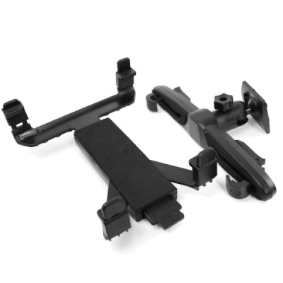 Juodas automobilinis planšetės laikiklis tvirtinamas prie galvos atlošo / Priedai.lt