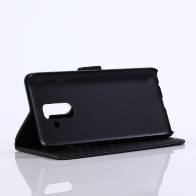 Samsung Galaxy A6+ 2018 (A605F) atverčiamas juodas odinis retro dėklas - piniginė / Priedai.lt