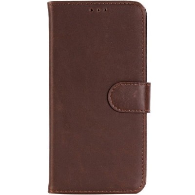 Samsung Galaxy A6+ 2018 (A605F) atverčiamas tamsiai rudas odinis retro dėklas - piniginė / Priedai.lt