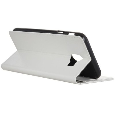 Samsung Galaxy J6 2018 (J600) atverčiamas baltas odinis dėklas - piniginė / Priedai.lt