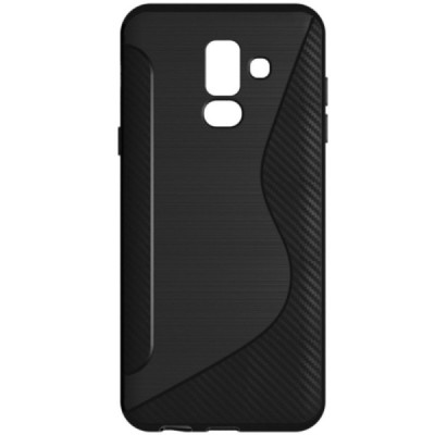 Samsung Galaxy A6+ 2018 (A605F) S-Line cieta silikona (TPU) apvalks - melns / vacins.lv