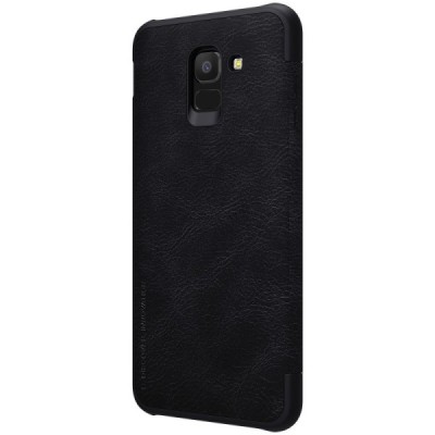 Greznais „Nillkin“ Qin sērijas ādas atvērams melns Samsung Galaxy J6 2018 (J600) maciņš / Vacins.lv