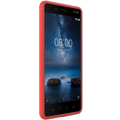 Nokia 8 „Carbon“ kieto silikono TPU raudonas dėklas - nugarėlė / Priedai.lt