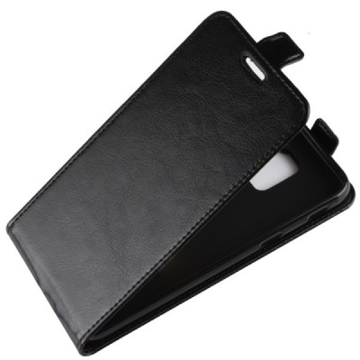 Samsung Galaxy J6 2018 (J600) klasisks ādas vertikāli atvēramais melns maciņš / Vacins.lv