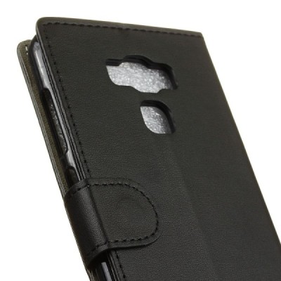 Asus Zenfone 3 Max (ZC520TL) „Crazy Horse“ atverčiamas juodas odinis dėklas - piniginė / Priedai.lt