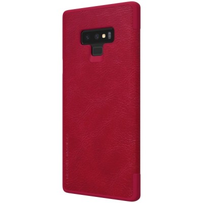 Prabangus „Nillkin“ Qin serijos raudonas odinis atverčiamas Samsung Galaxy Note 9 (N960F) dėklas / Priedai.lt