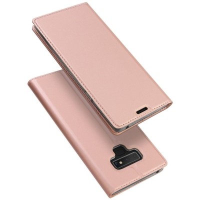„Dux Ducis“ Skin serijos Samsung Galaxy Note 9 (N960F) rožinis odinis atverčiamas dėklas / Priedai.lt
