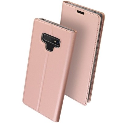 „Dux Ducis“ Skin serijos Samsung Galaxy Note 9 (N960F) rožinis odinis atverčiamas dėklas / Priedai.lt