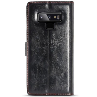 Samsung Galaxy Note 9 (N960F) „CaseMe“ solidus atverčiamas juodas odinis dėklas - knygutė / Priedai.lt