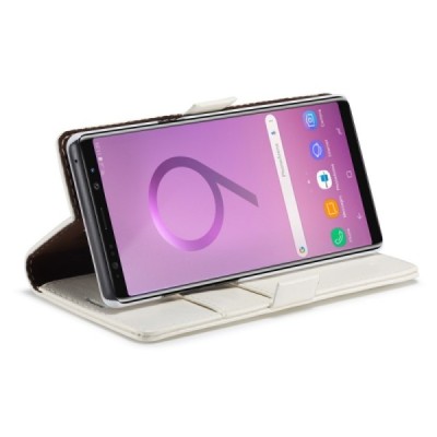 Samsung Galaxy Note 9 (N960F) solīds atvēramais ādas balts maciņš - maks / Vacins.lv