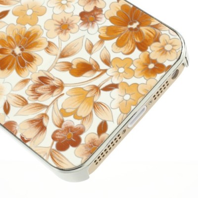 Oranžinis, vasariškas plastikinis Apple iPhone SE (5, 5s) dėklas išmargintas gėlėmis / Priedai.lt