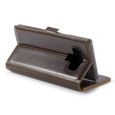 Samsung Galaxy Note 9 (N960F) solīds atvēramais ādas tumši brūns maciņš - maks / Vacins.lv