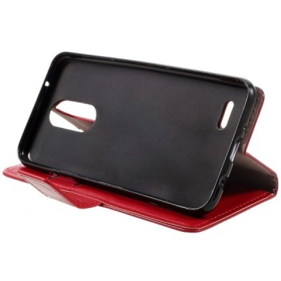 LG K4 2017 (M160) atvēramais ādas sarkans maciņš (maks) / Vacins.lv