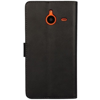 Microsoft Lumia 640 XL atvēramais ādas melns Casual maciņš (maks) / Vacins.lv