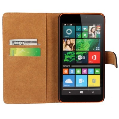 Microsoft Lumia 640 XL atvēramais ādas melns Casual maciņš (maks) / Vacins.lv