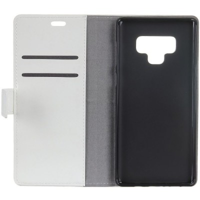 Samsung Galaxy Note 9 (N960F) atverčiamas baltas odinis dėklas - piniginė / Priedai.lt