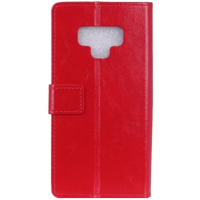 Samsung Galaxy Note 9 (N960F) atverčiamas raudonas odinis dėklas - piniginė / Priedai.lt