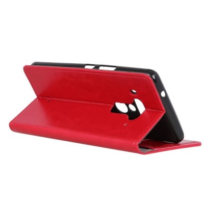 HTC U12 Plus atverčiamas raudonas odinis dėklas - piniginė / Priedai.lt